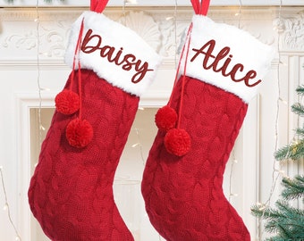 Christmas Embroidered Name Stocking,Personalized Christmas Stockings,Knit Stockings,Family Christmas Stockings,Holiday Stockings Gifts