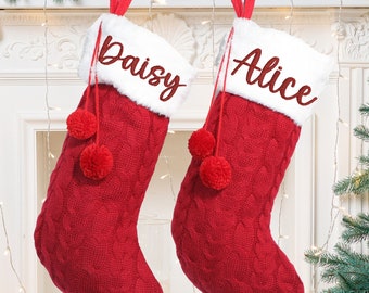 Christmas Embroidered Name Stocking,Personalized Christmas Stockings,Knit Stockings,Family Christmas Stockings,Holiday Stockings Gifts