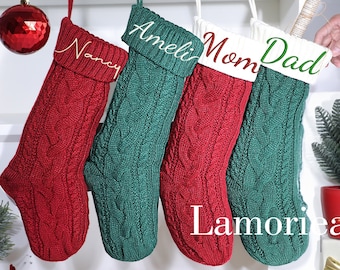 Christmas Embroidered Name Stocking,Personalized Christmas Stockings,Knit Stockings,Family Christmas Stockings,Holiday Stockings Gifts