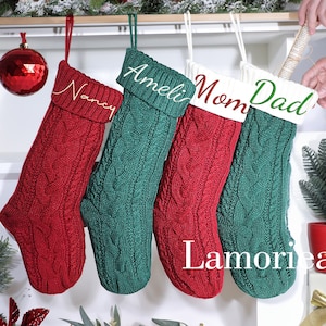 Bas de Noël personnalisés, bas de Noël brodés avec nom, cadeau de Noël, bas de Noël en tricot, bas de famille monogramme image 3