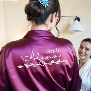 Personalised Bridal Party Bridesmaid robes, Wedding Dressing Gown, Bridal robe, Robes, Satin Wedding Robe, white bridal Robe, bridal robe