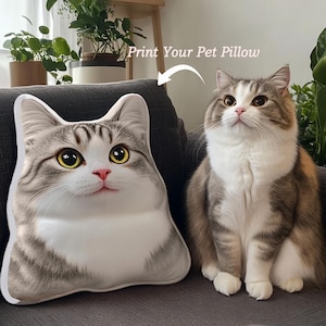 Personalized Pet Shaped Pillow, 3D Photo Pillow, Pet Lover Gift, Cat Pillow, Pet Portrait Pillow, Pet Memorial, Pet Gift, Cat Gift