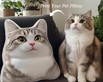 Almohada personalizada con forma de mascota, almohada con foto 3D, regalo para amantes de las mascotas, almohada de gato, almohada con retrato de mascota, recuerdo de mascota, regalo para mascotas, regalo para gatos