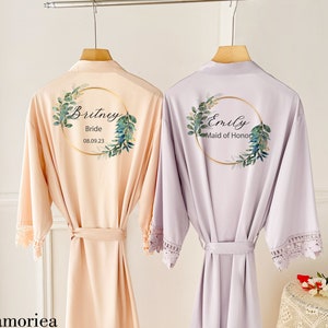 Bridesmaid Robes, Bride lace robe, Satin Wedding Robe, Pink bridal Robe, Purple bridesmaid robe, bridesmaid gown,Bridal Party Favors