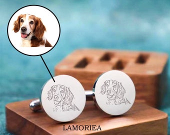 Personalised Engraved Pet Cufflinks, Custom Pet Cufflinks, Wedding favors, Pet Memory Keepsake, Wedding Gift, Gift for Him