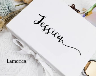 Personalizar caja de regalo, caja de regalo de dama de honor, caja de regalo personalizada, caja VACÍA, caja de regalo de boda, gracias por el favor de la dama de honor