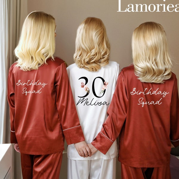 Personalised satin Pyjamas 30th birthday ,18th 21st birthday Pajamas set,sleepover pyjamas, birthday pjs 40th 50th