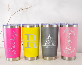 Vaso personalizado de 20 oz, taza de viaje personalizada, vaso grabado con láser, taza de acero inoxidable, vaso aislado, vaso con monograma, personalizado