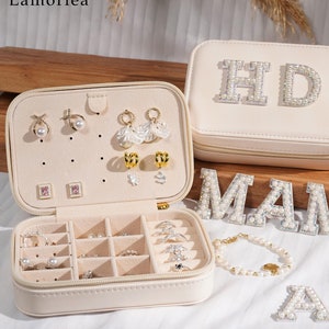 Personalized Bridesmaid gift Jewelry Box, Zipper Leather Jewelry Travel Case, Bridal Party Gift,Bridesmaid Proposal, Jewelry Organizer