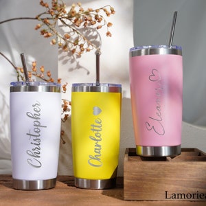 Personalized 20oz Tumbler, Custom Name Travel Mug, Laser Engraved Tumbler, Stainless Steel cup, Bridesmaid Tumbler, Insulated Tumbler[LM100]