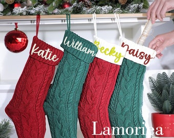 Christmas Embroidered Name Stocking,Personalized Christmas Stockings,Knit Stockings,Family Christmas Stockings,Holiday Stockings Gifts