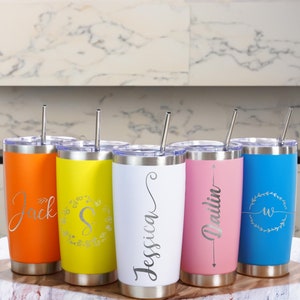 Personalized 20oz Tumbler, Custom Travel Mug, Laser Engraved Tumbler, Stainless Steel Mug, Insulated Tumbler, Customized Monogram Tumbler
