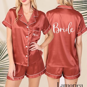 Customized Bride Bridesmaid Pajamas Set, Wedding Pajamas Set, Bridesmaid Pajamas, Bridesmaid Gift ,Bridal Gift Satin Pjs Bridesmaid Pyjamas