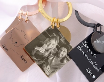 Porte-clés photo cadeau de la Saint-Valentin, Cadeau pour petite amie, Cadeau pour petit ami, Porte-clés de calendrier personnalisé, Porte-clés de date, Cadeaux d’anniversaire