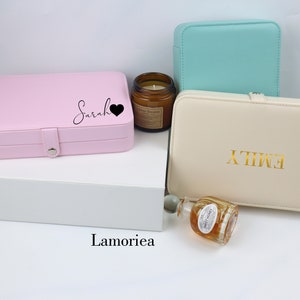 Personalize jewelry box Christmas Gifts, Travel Jewelry Case gift for her, Custom Jewelry Boxes, Bridesmaid Jewelry Box, Name Jewelry box image 2