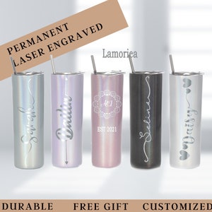 Personalisierter Becher, Thermobecher, Benutzerdefinierte Becher, Becher mit Stroh, schmaler Becher, Brautjungfer Vorschlag, Brautjungfer Geschenk