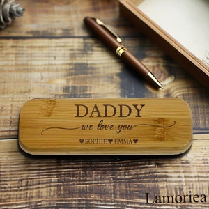 Gepersonaliseerde houten pen, cadeau papa, pennendoos opa, gegraveerde pen voor vader, cadeau voor papa, gegraveerde pen, verjaardagscadeaus, cadeau man