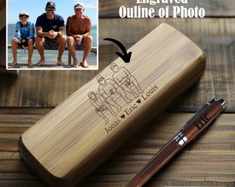 Personalised Wood Pen for Husband, Daddy Gifts, Engraved Photo Outline, Personalized Pen, Father's Day Gifts, Christmas Gifts, Gift for Men