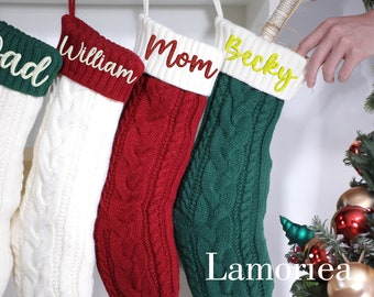 Weihnachten gestickte Namensstrumpf, personalisierte Weihnachtsstrümpfe, Strickstrümpfe, Familien-Weihnachtsstrümpfe, Feiertags-Strümpfe Geschenke