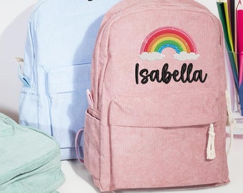 Personalized Kids' School Bag, Rainbow Embroidery Backpack, Back to School Backpack, Embroidered backpack, Custom Name School Backpack