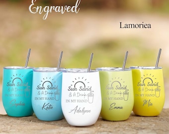 Custom Engraved Wine Tumbler, Wine Cup with Lid, Travel Mugs, Custom Wine Tumbler, Bachelorette Party Favor, Bridesmaid Proposal, Wedding