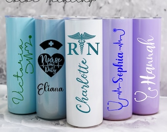 Personalised Nurse Tumbler, RN Skinny Tumbler, Nurse Graduation Gifts, Insulated Coffee Mugs, School Nurse Gift, Gift for Nurse, RN/LPN Gift