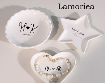 Personalized Jewelry Dish, Engagement Gift, Custom Ring Holder, Minimalist Ring Dish, Ring Tray, Gift for Couple, Trinket Dish,Monogram Dish