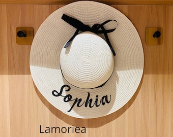 Sombreros de playa ajustables personalizados Sombreros de dama de honor Sombrero de playa Nombre personalizado Sombreros de despedida de soltera - Regalos de recuerdo de fiesta de despedida de soltera de playa