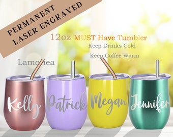 Engraved Wine Tumbler, Wine Cup with Lid, Personalised Wine Tumbler, Custom Wine Tumbler, Bachelorette Party Favor, Bridesmaid Gift,Mom Gift