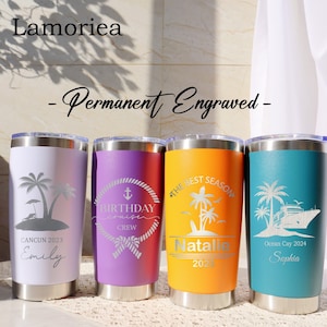 Personalized Cruise 20oz Tumbler, Laser Engraved Tumbler, Cruise Stainless Steel Mug, Insulated Tumbler, Family Cruise Vacation, Summer Cups