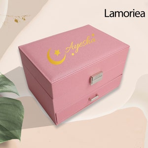 Eid cadeau sieradendoos organisator voor vrouwen meisjes, grote sieraden opberger met lade vrouwen sieraden organisator houder, cadeau voor eid