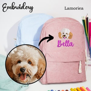 Sac à dos personnalisé avec broderie pour animaux de compagnie, Sac à dos pour enfant pour amoureux des animaux de compagnie, Rentrée des classes, Cadeau animal de compagnie, Cadeaux animaux de compagnie personnalisés pour enfants, Sac photo d'animal de compagnie pour enfant