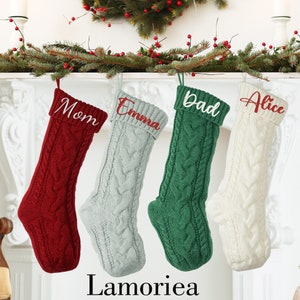 Embroidered knit Christmas stockings,Personalized Christmas Stockings,Knit Stockings,Family Christmas Stockings,Holiday Stockings Gifts