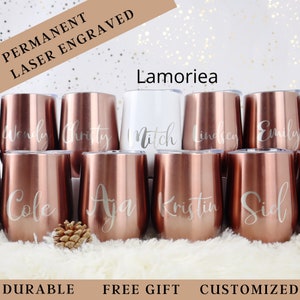 Personalize Wine Tumbler Custom Wine Glass Bachelorette Party Favors Monogram Tumbler Insulated Stemless Wine Cup Tumbler with Lid and Straw