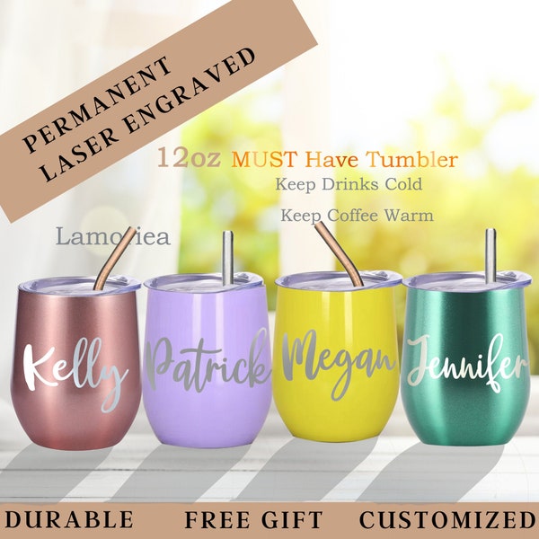 Engraved Wine Tumbler, Wine Cup with Lid, Personalised Wine Tumbler, Custom Wine Tumbler, Bachelorette Party Favor, Bridesmaid Gift,Mom Gift