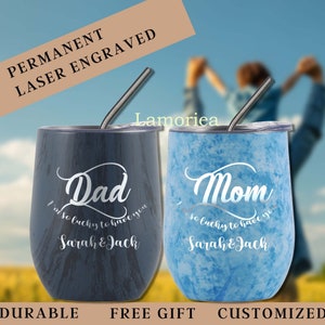 Father&#39;s Day Gift, Mother Gift, Personalized Wine Tumbler, Insulated Wine Cup, Custom Wine Glasses,Engraved Wine Tumbler with Lid