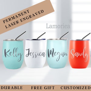 Personalized Wine Tumbler, Insulated Wine Cup, Custom Wine Glasses,Engraved Wine Tumbler with Lid,Bachelorette Party Favors,Bridesmaid Gift