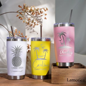 Personalized 20oz Tumbler, Custom Name Travel Mug, Laser Engraved Tumbler, Stainless Steel cup, Bridesmaid Tumbler, Insulated Tumbler[LM100]