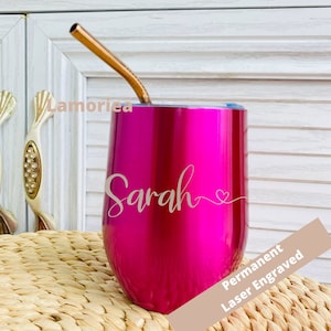 Personalise Cups, Engraved Wine Tumbler, Wine Cup with Lid, Personalised Wine Tumbler, Hen Party Favor, Bridesmaid Gift,Mom Gift