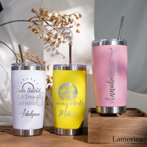 Personalized 20oz Vacation Tumbler, Custom Travel Mug, Laser Engraved Tumbler, Stainless Steel Mug, Insulated Tumbler, Beach Tumbler [LM100]