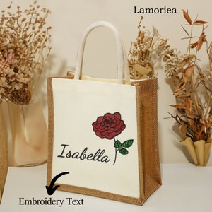 Personalized Embroidery Birth Flower Tote Bag, Mother's Day Gift, Gift for Her, Gift for Grandma, Gift for Mother, Canvas Bag for Friends zdjęcie 1