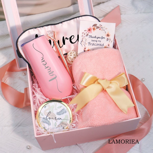 Ensemble cadeau de demoiselle d’honneur, coffret cadeau, cadeau de demoiselle d’honneur personnalisé, serez-vous ma demoiselle d’honneur, ensemble cadeau Trumbler, cadeau de jour de naissance, coffret cadeau rempli