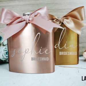 Personalised Ladies Hip Flask, Bridesmaid Gifts, Gift for Her, Maid of honour Gift, Hen Party Hip Flask, Stainless Steel Whiskey Hip Flask
