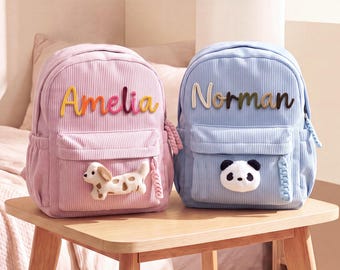 Personalized Mini Toddler Corduroy Backpack, Kids School Bag, Kids Preschool Kindergarten Bag, Back to School Gift, Kids Backpack with name