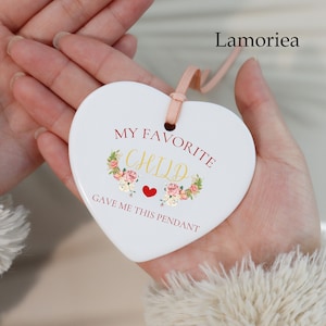 Personalized gift mom Ceramic Ornaments, Mother&#39;s day gift Ceramic pendant for mom Named Heart-shape ceramic pendant Pendant gift