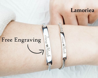 Personalized Bracelet for Women for Couple Bar Bracelet Monogram Initial Bracelet Friendship Custom Bracelet Personalized Name Bracelet
