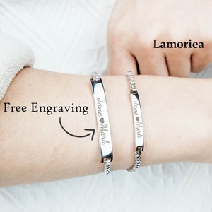 Personalized Bracelet for Women for Couple Bar Bracelet Monogram Initial Bracelet Friendship Custom Bracelet Personalized Name Bracelet