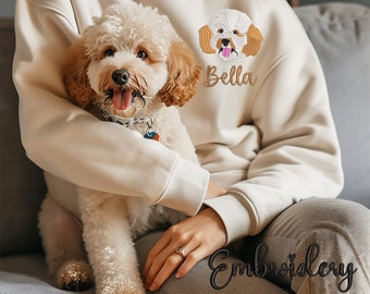 Custom Embroidered Pet Shirt, Pet Photo T-Shirt, Embroidered Pet Photo Sweatshirt, Dog Sweater, Pet Memorial, Pet Portrait, Pet Gifts