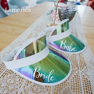 Bachelorette Holographic Visors Bride Bachelorette Party Sun Visors Retro Beach Bachelorette Gifts Pool Party Bachelorette Party Favors image 1