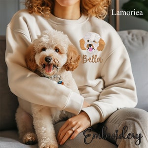 Chemise brodée personnalisée pour animal de compagnie, T-shirt avec photo d'animal de compagnie, Sweat-shirt brodé avec photo d'animal de compagnie, Pull pour chien, Monument commémoratif d'animal de compagnie, Portrait d'animal de compagnie, Cadeaux pour animal de compagnie
